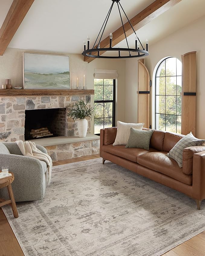 Loloi Magnolia Home by Joanna Gaines Millie Collection MIE-01 Silver/Dove 2'-7" x 12'-0", .25" Pile Height, Runner Rug