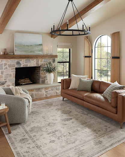 Loloi Magnolia Home by Joanna Gaines Millie Collection MIE-01 Silver/Dove 2'-7" x 12'-0", .25" Pile Height, Runner Rug
