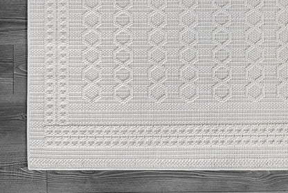 Micro Loop Indoor Rug White 5x7 Boho Geometric Neutral Area Rugs for Living Room Soft Luxury Modern Low and High Pile Durable Stain Resistant Non-Shedding Indoor Area Carpet 5 x 7