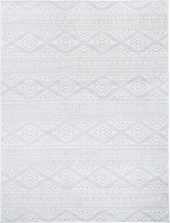 SAFAVIEH Area Rug 6x9 - Tulum Collection - Light Grey & Ivory, Moroccan Boho Tribal Design, Non-Shedding & Easy to Clean, Ideal for Living Room, Bedroom, Dining Space (TUL272F)