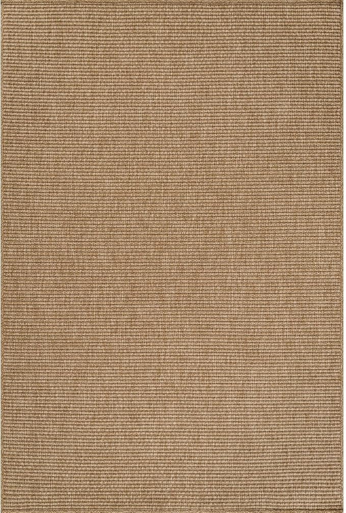 CAMILSON Easy Jute Rug 9x12, Large Indoor Outdoor Natural Color Farmhouse Area Rugs for Living Room Patio and Kitchen Rug, Solid Boho Woven Design, Easy-Cleaning, Washable Outside Carpet (9 x 12)