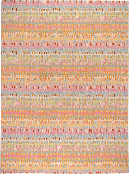 Dash & Albert Paint Chip Stone Hand Micro Hooked Wool Rug, 7.5 X 9.5 Feet, Multicolored/Pink Geometric Pattern