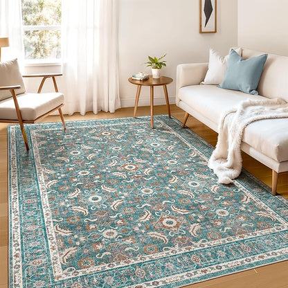WITSHOCK Living Room Area Rugs 5x7: Soft Non-Slip Backing Washable Rugs Vintage Large Carpet for Bedroom Office Dining Room Kitchen Stain Resistant Home Decor Rug