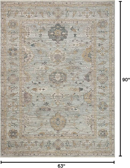 Loloi Magnolia Home by Joanna Gaines Millie Collection MIE-02 Sky/Gold 5'-3" x 7'-6", .25" Pile Height, Area Rug