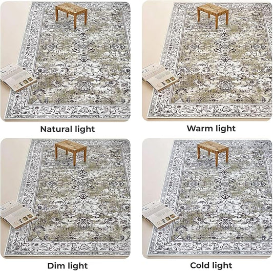 KILOCOCO Hallway Runner 2.6x14 Runner Rug Printed Vintage Floral Washable Rugs Kitchen Runners Soft Non-Slip Low Pile Rubber Backed Runners for Laundry Room Distressed Boho Rugs, Mossy Taupe