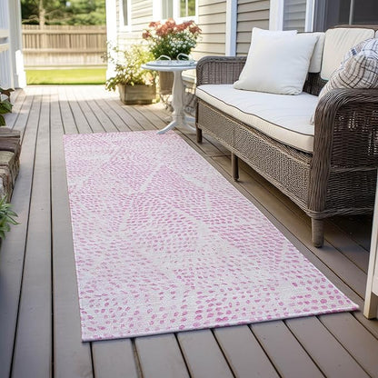 Addison Rugs Chantille ACN591 Pink 2'3" x 7'6" Indoor Outdoor Hallway Runner Rug, Stain Resistant Washable Kitchen Area Carpet for Bathroom, Laundry and Bedroom Rug