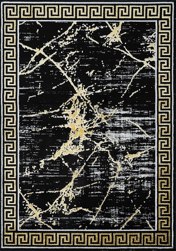 GLORY RUGS Area Rugs Marble 2x3 Black Gold Carpet Modern Abstract Rug Living Room Dining Bedroom Rug