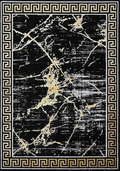 GLORY RUGS Area Rugs Marble 2x3 Black Gold Carpet Modern Abstract Rug Living Room Dining Bedroom Rug