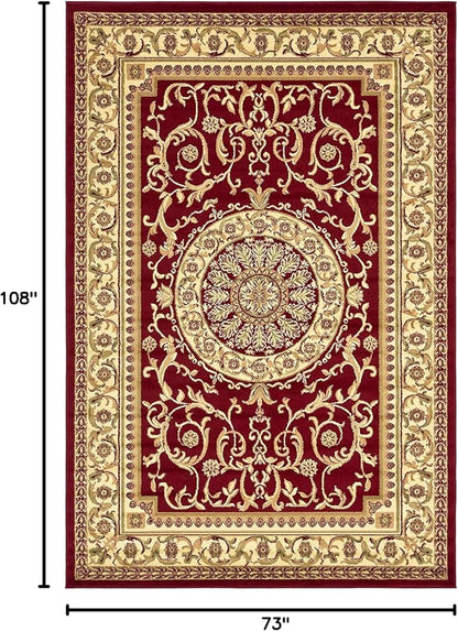 Unique Loom Versailles Collection Traditional Classic Medallion Floral Motif Area Rug (6' 0 x 9' 0 Rectangular, Burgundy/ Ivory)