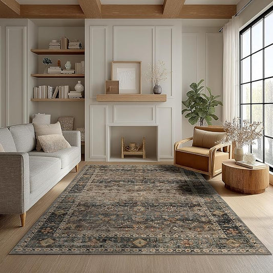 Area Rug Non Slip Machine Washable Ultra Soft Living Room/Bedroom/Kitchen/Outdoor/Classroom Camel, 4'×6'