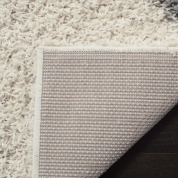 SAFAVIEH Dallas Shag Collection Accent Rug - 2'3" x 4', Ivory & Grey, Trellis Design, Non-Shedding & Easy Care, 1.5-inch Thick Ideal for High Traffic Areas in Entryway, Living Room, Bedroom (SGD257F)