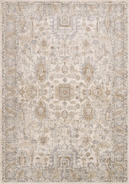 Loloi Teagan Collection TEA-03 Ivory/Sand 6'-7" x 9'-2" Area Rug, Large, Soft Neutral Rug, High-Traffic for Living Room, Bedroom, Home Office, Dining Area