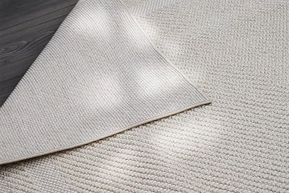 CAMILSON Micro Loop Rug 5x7 Modern Luxury Bordered Area Rugs Soft High and Low Pile Stain Resistant Easy-Cleaning Non-Shedding for Living Room Office Indoor Carpet (5 x 7 / White)