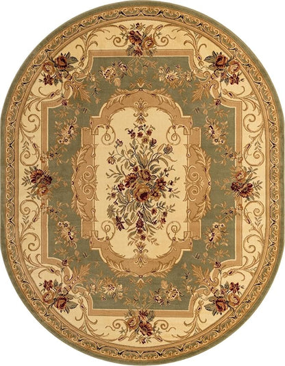 Unique Loom Versailles Collection Traditional Classic Floral Motif Area Rug (7' 11 x 10' 0 Oval, Green/Ivory)