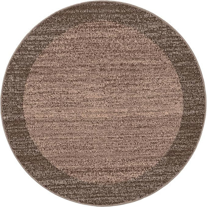 Rugs.com Angelica Collection Rug – 4 Ft Round Light Brown Medium-Pile Rug Perfect for Kitchens, Dining Rooms