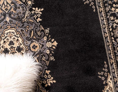 Unique Loom Reza Collection Traditional Persian Style Area Rug, 6 x 9 ft, Black/Beige