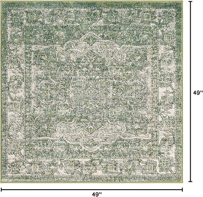 Unique Loom Isabella Collection Area Rug - Adjani (4' 1" Square, Green/ Ivory)