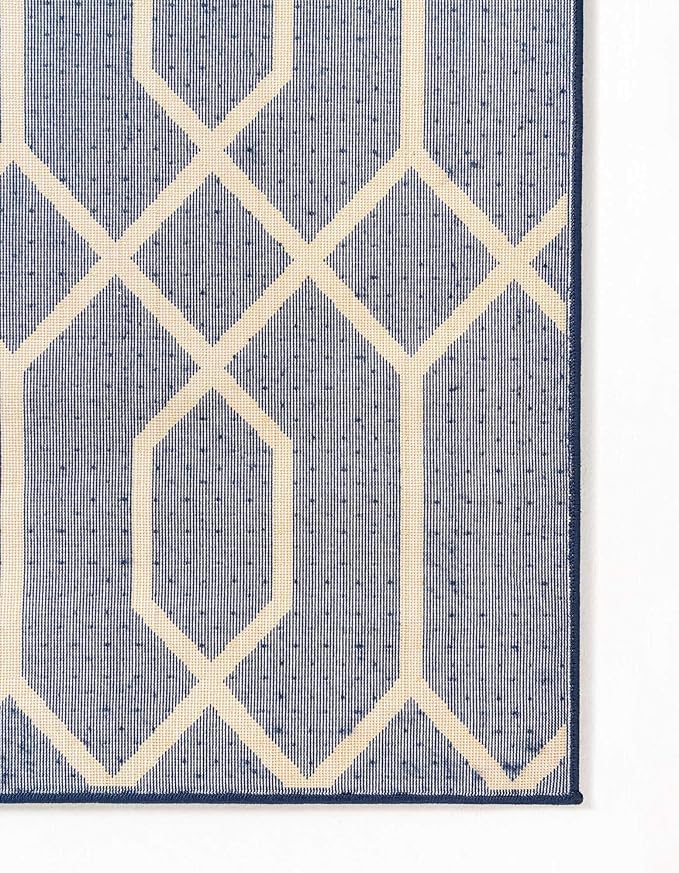 Unique Loom Glam Collection Area Rug - Trellis (3' 3" x 5' 3" Rectangle, Navy Blue Gold/ Gold)