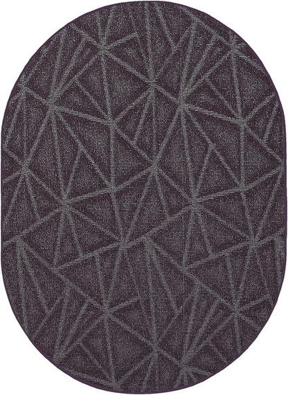 Furnish my Place Geometrical Pattern Indoor/Outdoor Refine Purple Rug, Abstract Area Rug, Doorway Mat, Contemporary Rug for Living Room, Entryway, Made in USA - 2' x 4' Oval