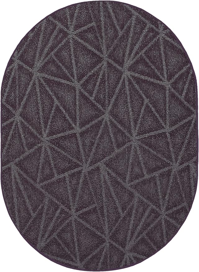 Furnish my Place Geometrical Pattern Indoor/Outdoor Refine Purple Rug, Abstract Area Rug, Doorway Mat, Contemporary Rug for Living Room, Entryway, Made in USA - 3' x 4' Oval