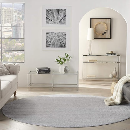 Nourison Home Nourison Essentials Silver Grey 10' x Round Area Rug - Easy Clean, Non Shedding, Bed Room, Living Room, Dining Room, Kitchen (10' x Round)