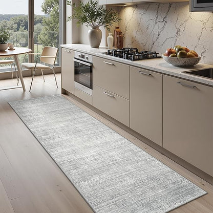 Valenrug Washable Rugs 2x5 - Stain Resistant 2x5 Area Rugs for Living Room, Non Slip Backing Large Area Rugs for Bedroom, Folable Machine Washable Area Rug (2'x5', Grey)