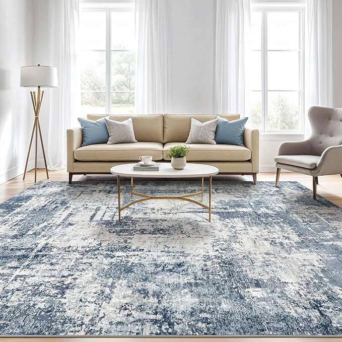 10X14 Area Rugs Living Room: Washable Large Abstract Soft Rug Stain Resistant Indoor Non-Slip Carpet for Men Modern Home Enthusiasts Aged 25-45 - High Traffic Areas - Bedroom Office Playroom
