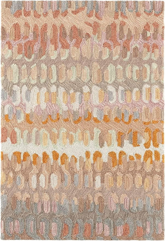 Dash and Albert Paint Chip Wool Area Rug - 4' x 6' Stone Graphic Hand Micro Hooked Accent Rug - Durable, High Traffic Areas Hallway, Living Room, Stairs