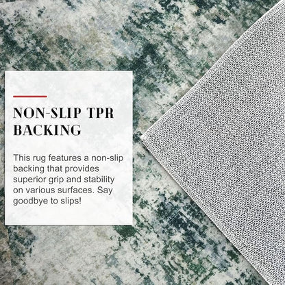 Modern Abstract Runner Rug 2x6, Grey Green Washable Kitchen Runner Non-Slip Soft Hallway Rug Runner Thin Print Faux Wool Carpet for Entryway Bedroom Laundry Room Indoor Home Decor