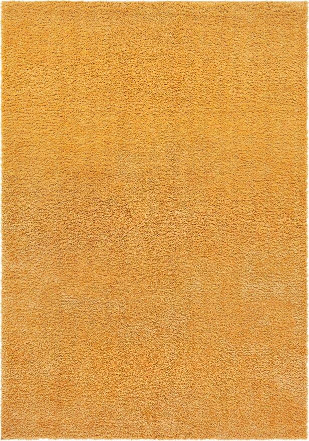 Unique Loom Davos Shag Collection Area Rug - Solid (10' x 14' 1" Rectangle, Sun Yellow)