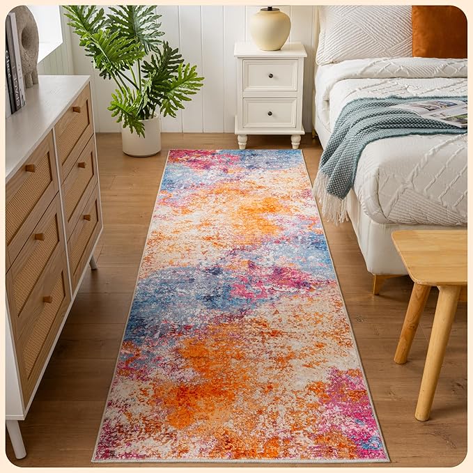 Istana Hallway Runner Rug 2.5x8 - Galaxy Kitchen Rugs Non Slip Washable -Silk's Soft Touch Carpet Runner - Stylish Rugs for Home