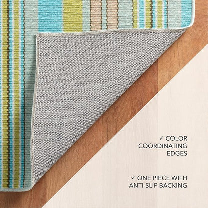 Dash & Albert Aquinnah Ticking Machine Washable Rug, 6 X 9 Feet, Multi Stripe Pattern