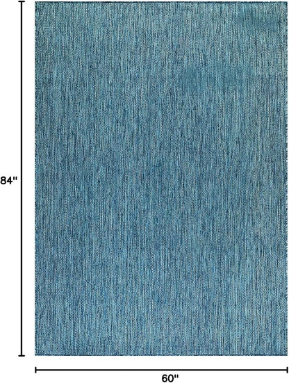 CAMILSON Outdoor Rug 5x7 Modern Area Rugs for Indoor and Outdoor Patios and Porches - Waterproof, Washable, Non-Shedding, Easy-to-Clean Outside Carpet (5 x 7, Solid - Aqua)