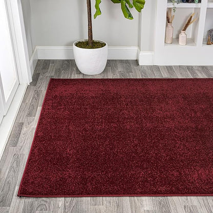 Eyely UES100Q-15 Supersoft Haze Solid Low-Pile Indoor Area Rug, Coastal, Bohemian, Minimalist, Classic, Casual for Bedroom,Kitchen,Living Room,Non Shedding,Easy-Washing, Red, 12 X 15