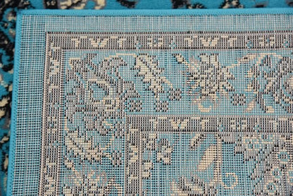 Unique Loom Sialk Hill Collection Area Rug - Washington (2' 7" x 10' Runner Turquoise/Black)
