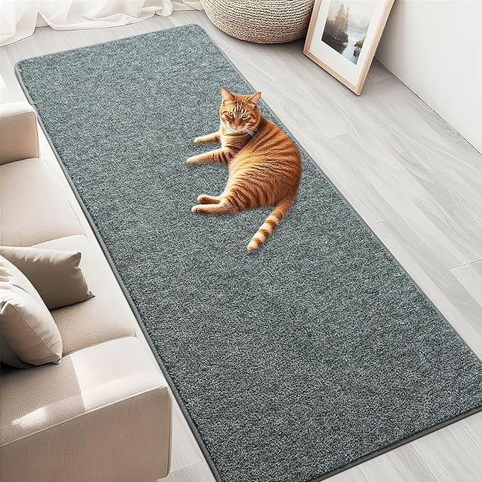 HQAYW 2x6 Soft Runner Rug for Hallways, Thickened Memory Foam Small Throw Bedside Rugs for Bedroom Living Room, Low Pile Washable Non Slip Carpet for Teens Kids Nursery Dorm Decor, Grey Green