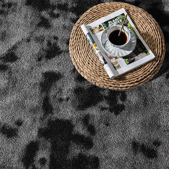 Large Area Rugs for Living Room Bedroom, 5 x 8 Ft Non-Slip Tie-Dyed Modern Area Rug, Soft Thickened Memory Foam Rug, Minimalist Indoor Carpet for Boys Girls Room Nursery Dorm Home Decor, Dark Grey
