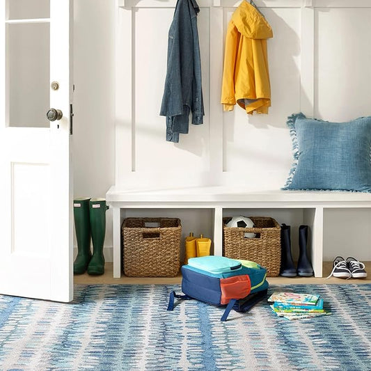 Dash and Albert Paint Chip Machine Washable Area Rug - 3' x 5' Blue - Geometric Accent Rug - Anti-Slip Backing, Lightweight, Machine Washable, High Traffic Areas Kitchen, Mudroom, Laundry Room
