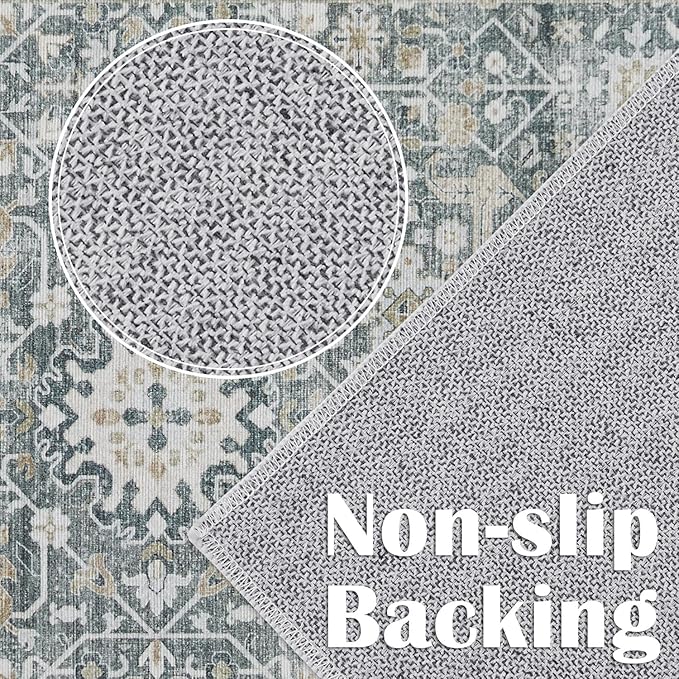 jinchan Runner Rug 3x10 Washable Hallway Rug Distressed Gray Multi Vintage Floral Runner Kitchen Floor Cover Indoor Mat Retro Entryway Living Room Bedroom Office Farmhouse Grey