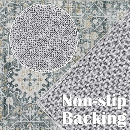 jinchan Runner Rug 3x7 Washable Hallway Rug Distressed Gray Multi Vintage Floral Runner Kitchen Floor Cover Indoor Mat Retro Entryway Living Room Bedroom Office Farmhouse Grey