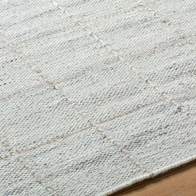 Mark&Day Wool Rugs, 8x10 Ishaq Cottage Metallic - Silver Area Rug, Grey Silver Carpet for Living Room, Bedroom or Kitchen (8' x 10')