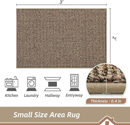BEQHAUSE 2x3 Entryway Rug Indoor Door Mat Non-Slip Washable, Hallway Rugs Absorbent & Stain Resistant Hall Carpet Runner Rugs for Entryway, Front Door Floor Mats Laundry Room Rugs for Entry, Taupe