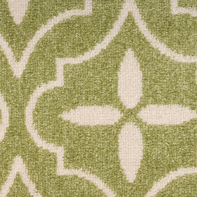 Nourison Home Nourison Essentials Green Ivory 2'2" x 7'6" Area Rug - Easy Clean, Non Shedding, Bed Room, Living Room, Dining Room, Kitchen (8' Runner)