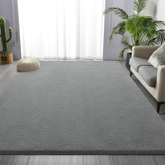 Area Rugs for Living Room Bedroom, 4 x 6 Ft Non-Slip Modern Area Rug, Soft Thickened Memory Foam Rug, Comfy Minimalist Indoor Carpet for Boys Girls Room Nursery Dorm Home Decor, Grey