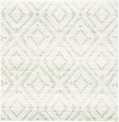 SAFAVIEH Adirondack Collection Area Rug - 8' Square, Ivory & Green, Modern Diamond Distressed Design, Ideal for High Traffic Areas in Living Room, Bedroom, Dining (ADR131X-8SQ)