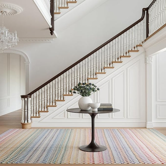 Dash & Albert Poppy Multi Machine Washable Rug, 8.5 X 11.5 Feet, Multicolored Geometric Pattern