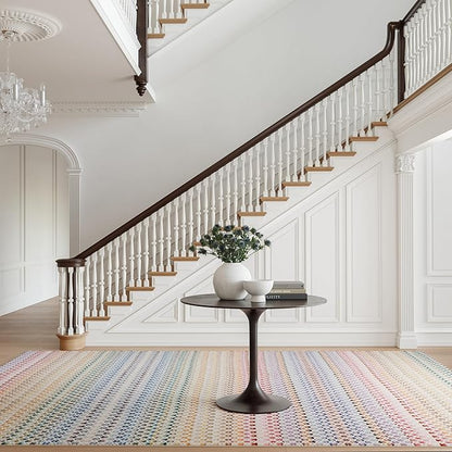 Dash & Albert Poppy Multi Machine Washable Rug, 6 X 9 Feet, Multicolored Geometric Pattern