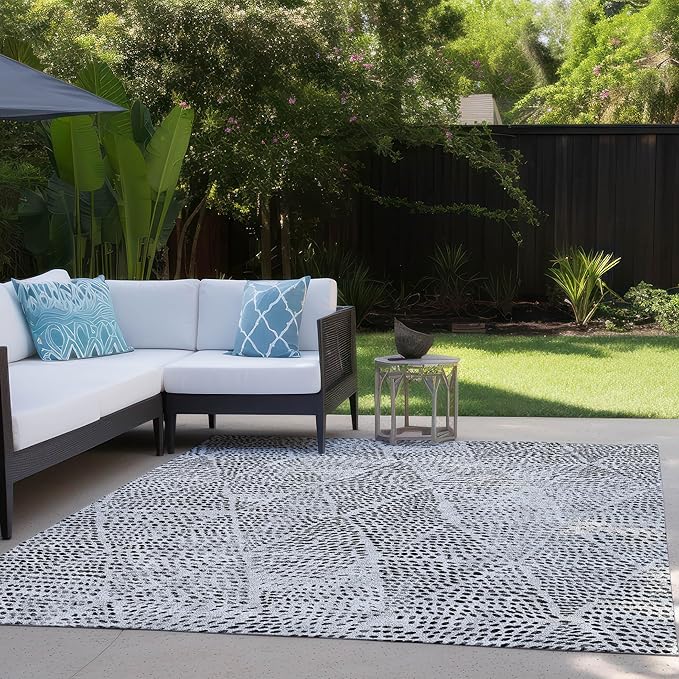 Addison Rugs Chantille ACN591 Pewter 5' x 7'6" Indoor Outdoor Area Rug, Easy Clean, Machine Washable, Non Shedding, Bedroom, Living Room, Dining Room, Kitchen, Patio Rug