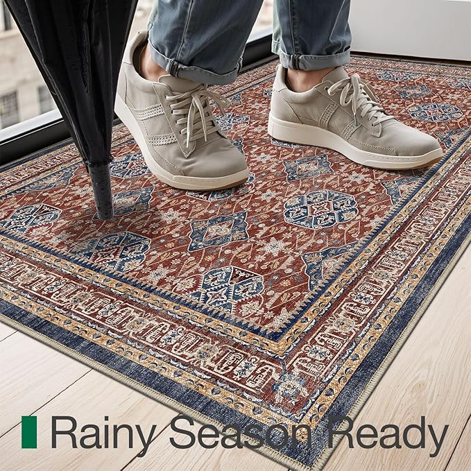 LUMI Indoor Door Mat 17x30, Washable Low Pile Entry Rug with Non-Slip Rubber Backing, Durable Welcome Mat for Entryway, Hallway, Patio, or Porch