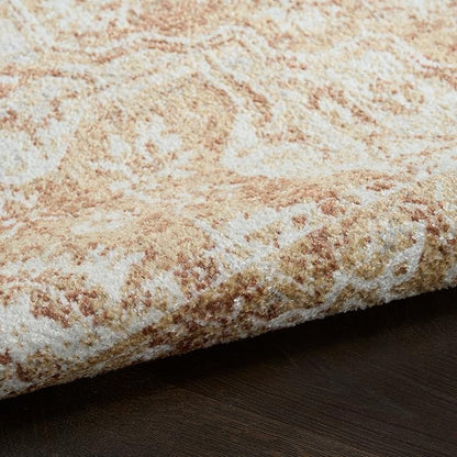 Nourison Home Astra Machine Washable Rust 4' x 6' Area Rug - Easy Clean, Non Shedding, Bed Room, Living Room, Dining Room, Kitchen (4' x 6')